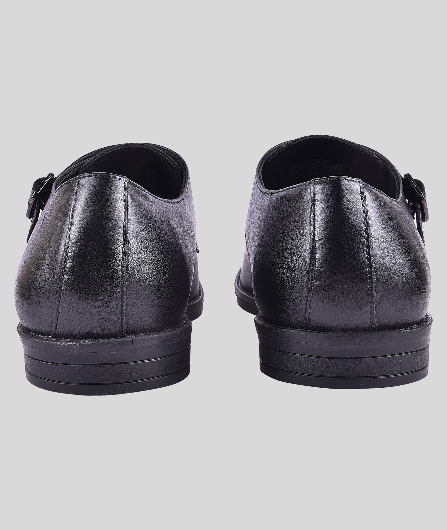 Double monk strap leather dress shoe for men