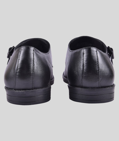 Double monk strap leather dress shoe for men