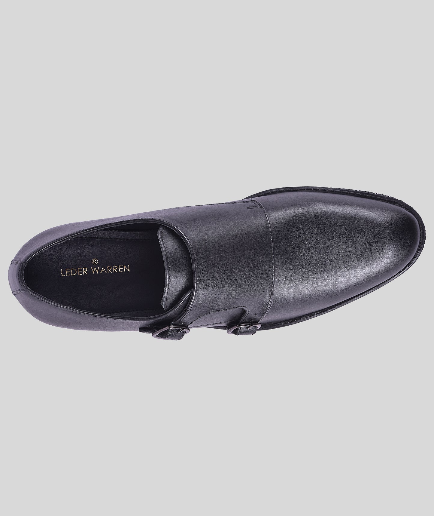 Double monk strap leather dress shoe for men