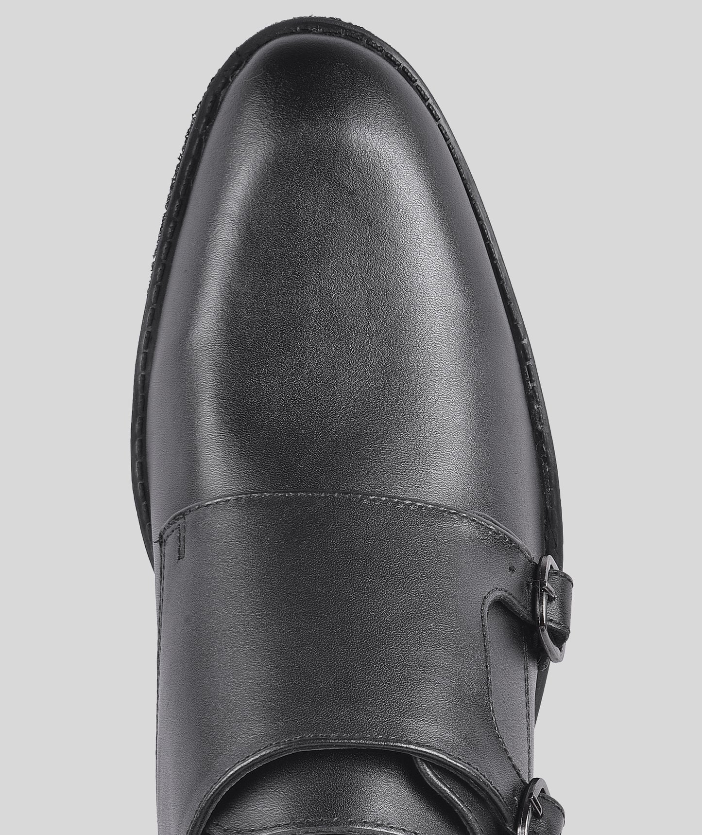 Double monk strap leather dress shoe for men
