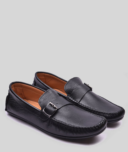 MENS LEATHER SIDE BUCKLE LOAFER SHOES