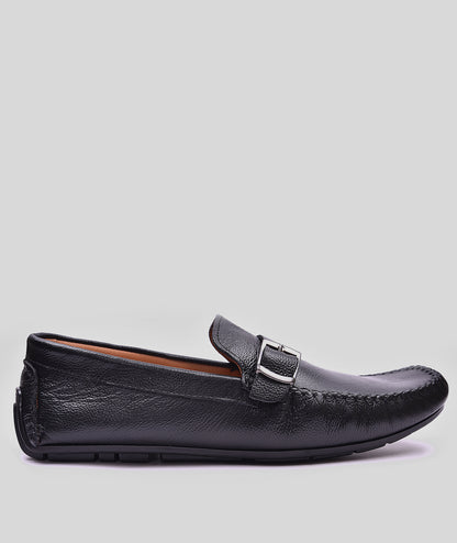 MENS LEATHER SIDE BUCKLE LOAFER SHOES