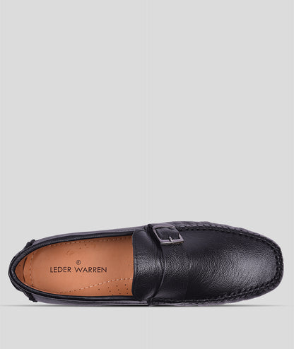 MENS LEATHER SIDE BUCKLE LOAFER SHOES