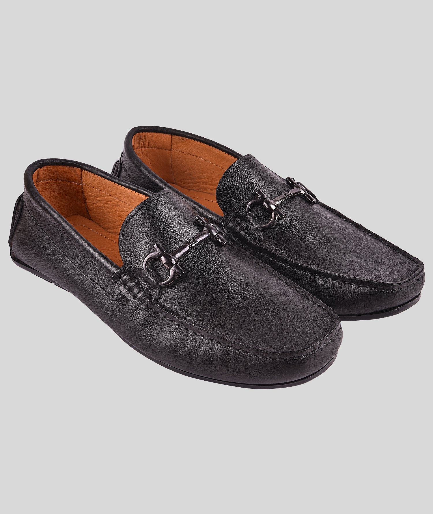 Men's Leather Buckle Black Loafer