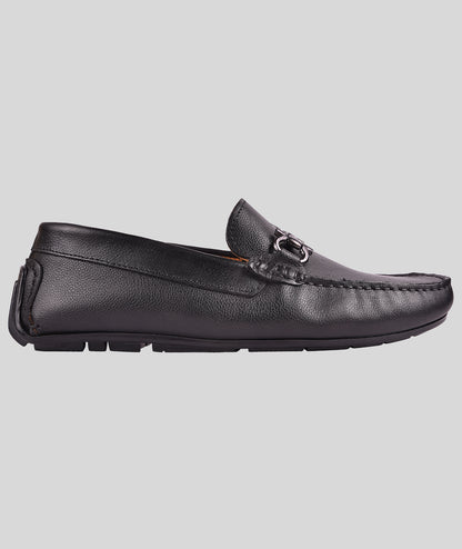 Men's Leather Buckle Black Loafer