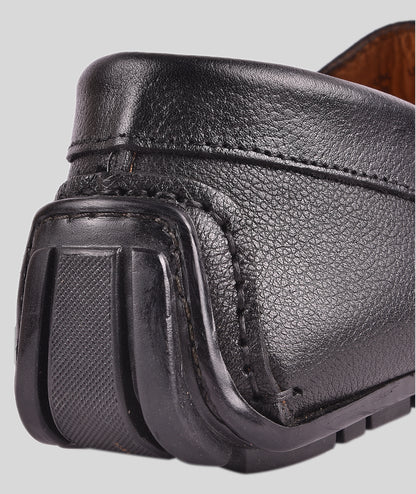 Men's Leather Buckle Black Loafer