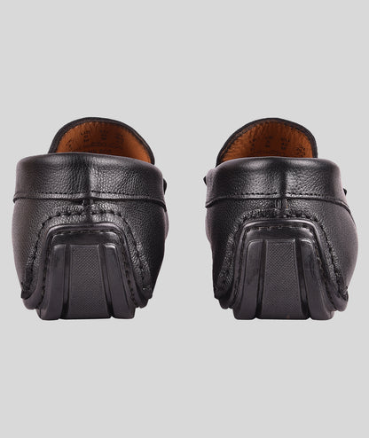 Men's Leather Buckle Black Loafer