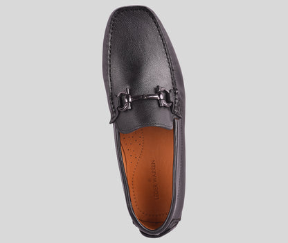 Men's Leather Buckle Black Loafer