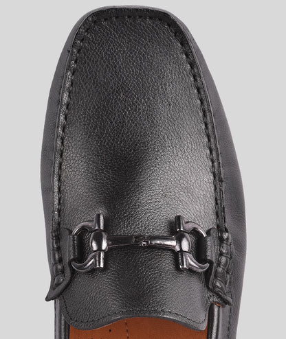 Men's Leather Buckle Black Loafer