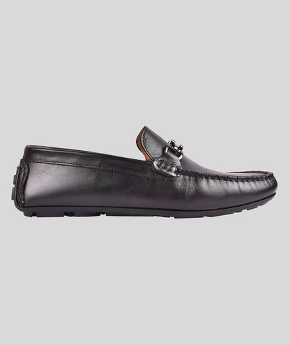 Leather Buckle Men's Leather Black Loafers Shoes