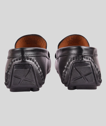 Leather Buckle Men's Leather Black Loafers Shoes