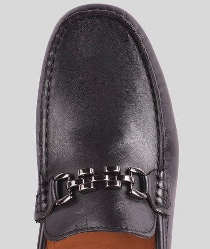 Leather Buckle Men's Leather Black Loafers Shoes