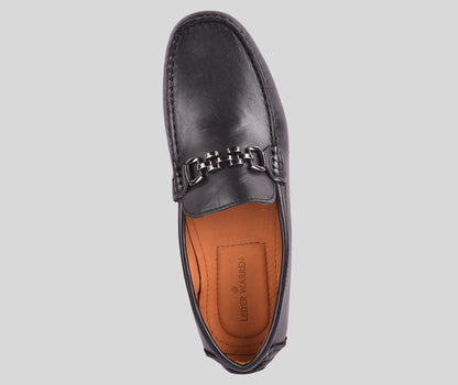 Leather Buckle Men's Leather Black Loafers Shoes