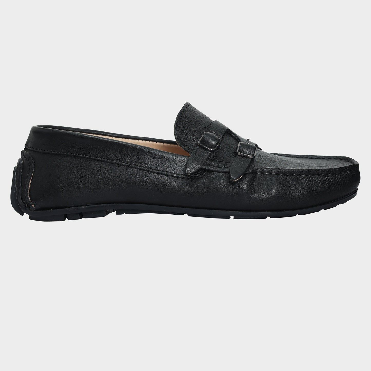 Mens Loafer Shoes Double Monk Black