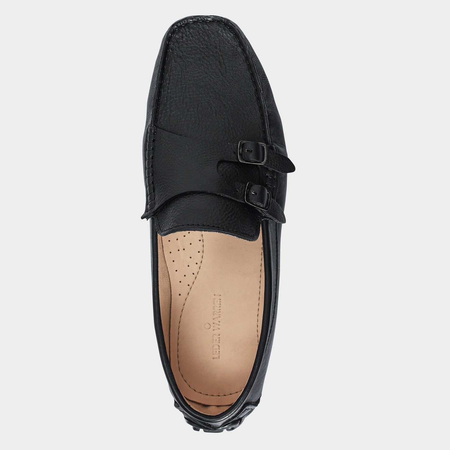 Mens Loafer Shoes Double Monk Black