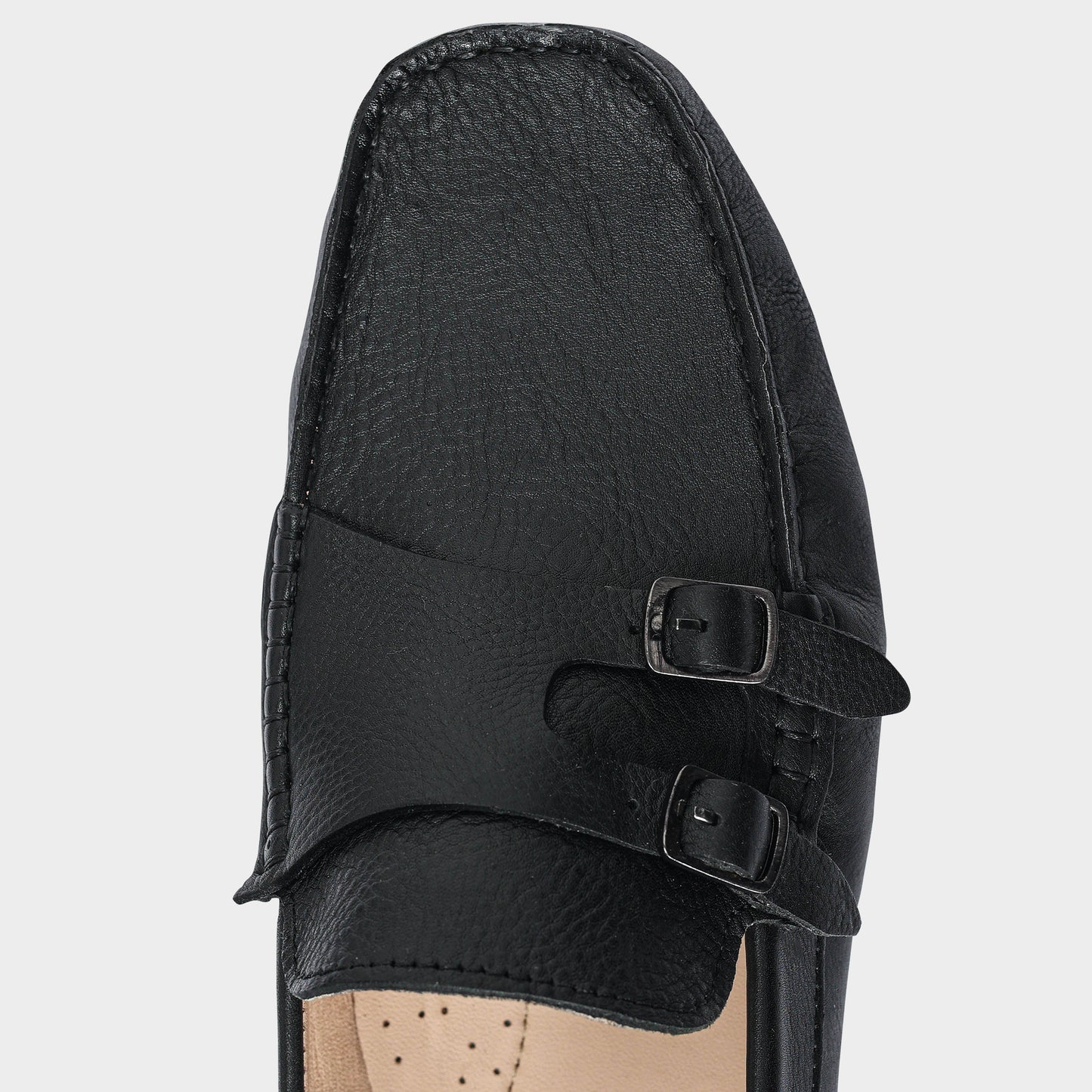 Mens Loafer Shoes Double Monk Black