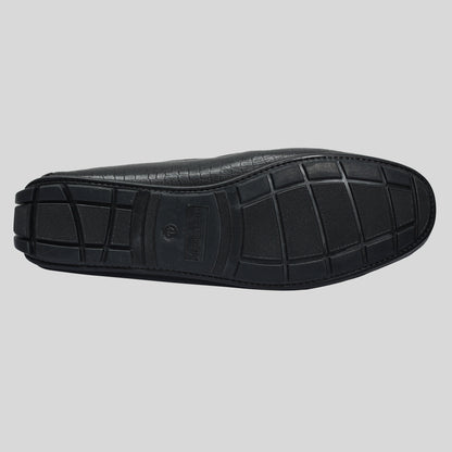 Men's Leather Croco Buckle Black Loafer