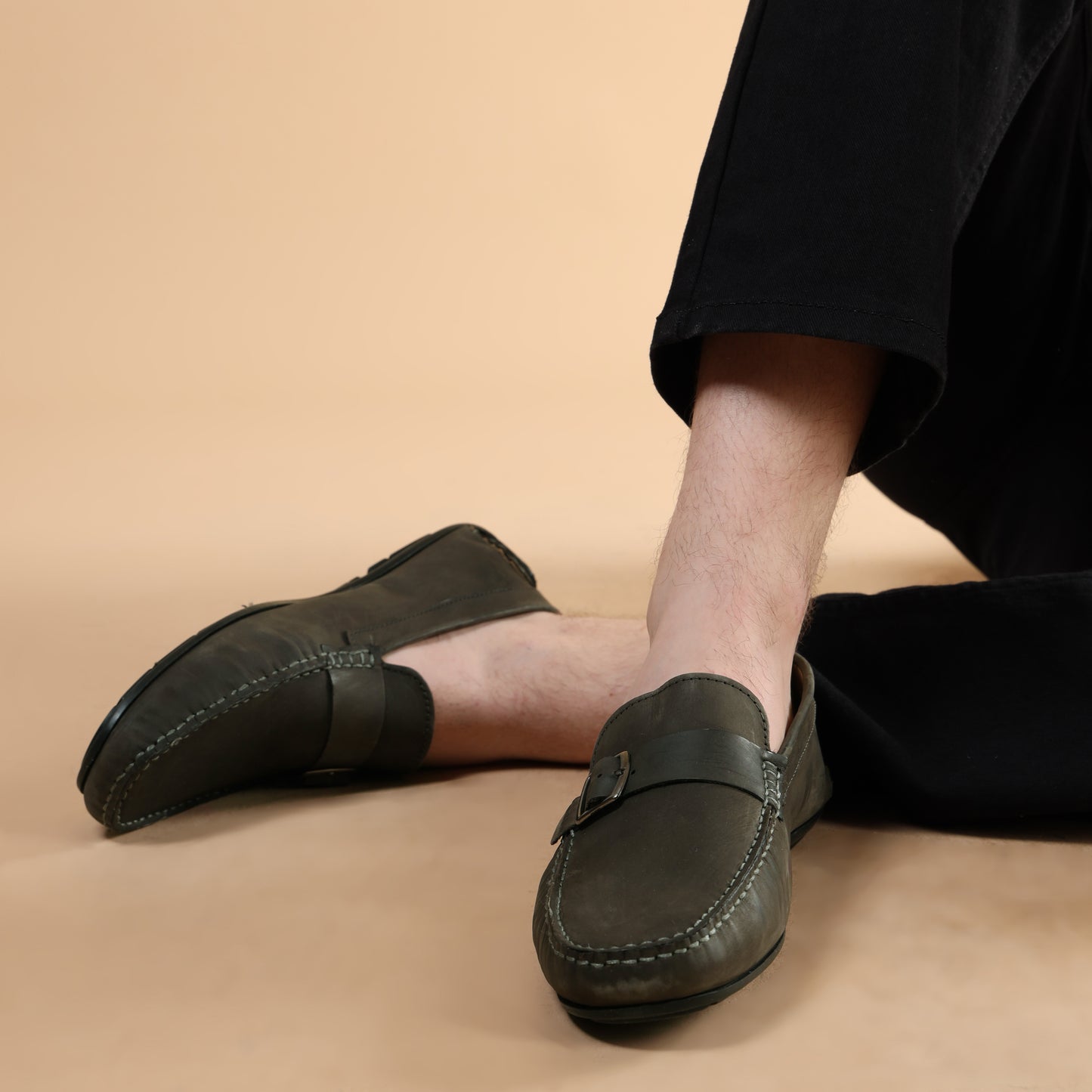 MENS LOAFER SHOES SIDE BUCKLE