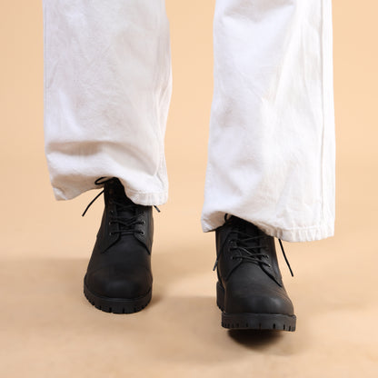 Leather Biker Boots For Men Black