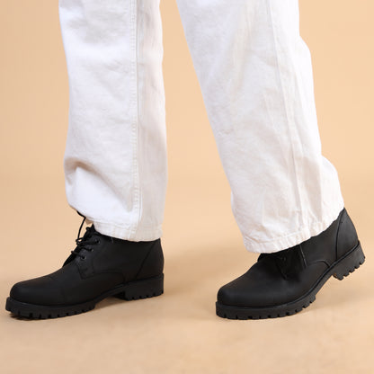 Leather Biker Boots For Men Black
