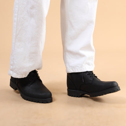 Leather Biker Boots For Men Black
