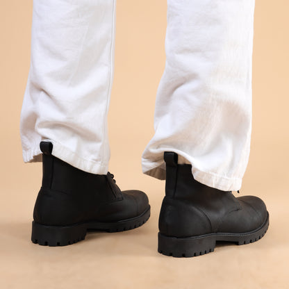 Leather Biker Boots For Men Black
