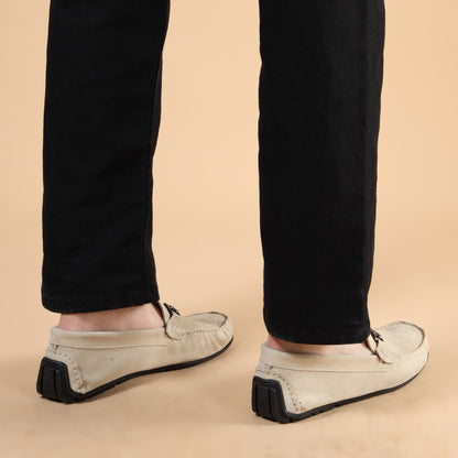 Suede Leather BeigeLoafers Shoes