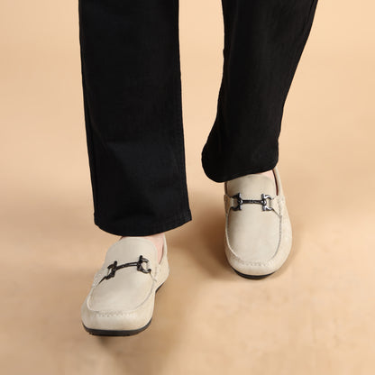 Suede Leather BeigeLoafers Shoes