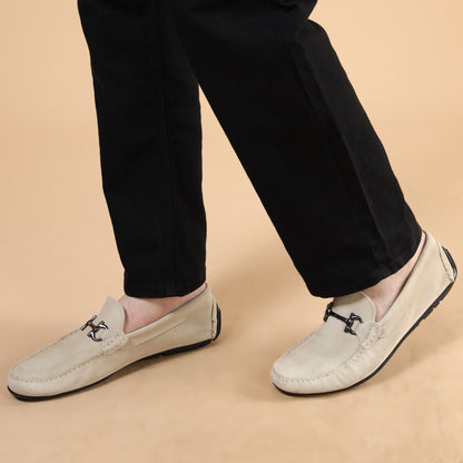 Suede Leather BeigeLoafers Shoes