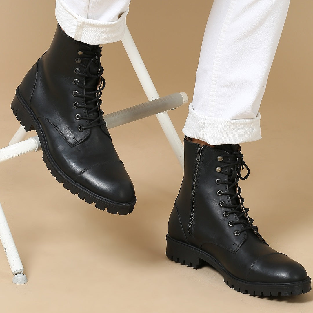 high ankle leather boots for men