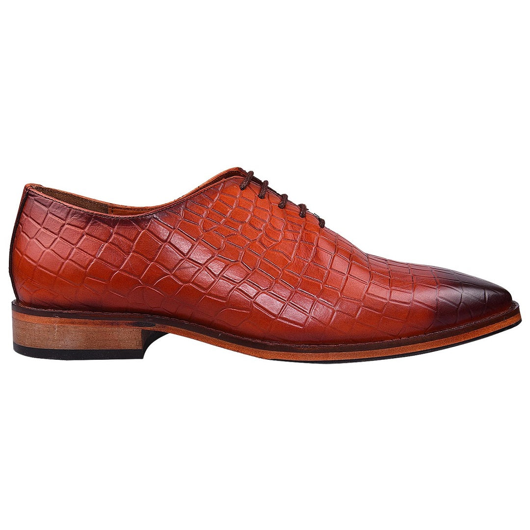 LEDERWARREN Croco Pattern Tan Formal Shoe