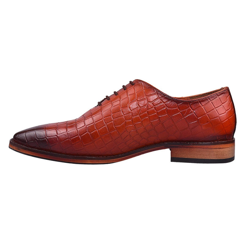 LEDERWARREN Croco Pattern Tan Formal Shoe