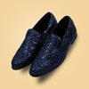 Blue Sequins Bling Men's Loafers Dress Shoes