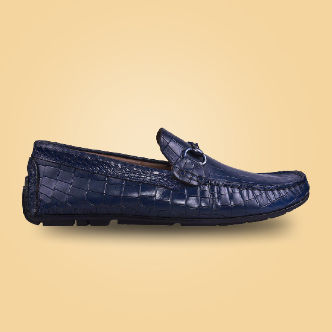 Croco Blue Loafer Shoes For Men