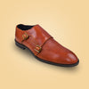 Double monk strap leather dress shoe for men