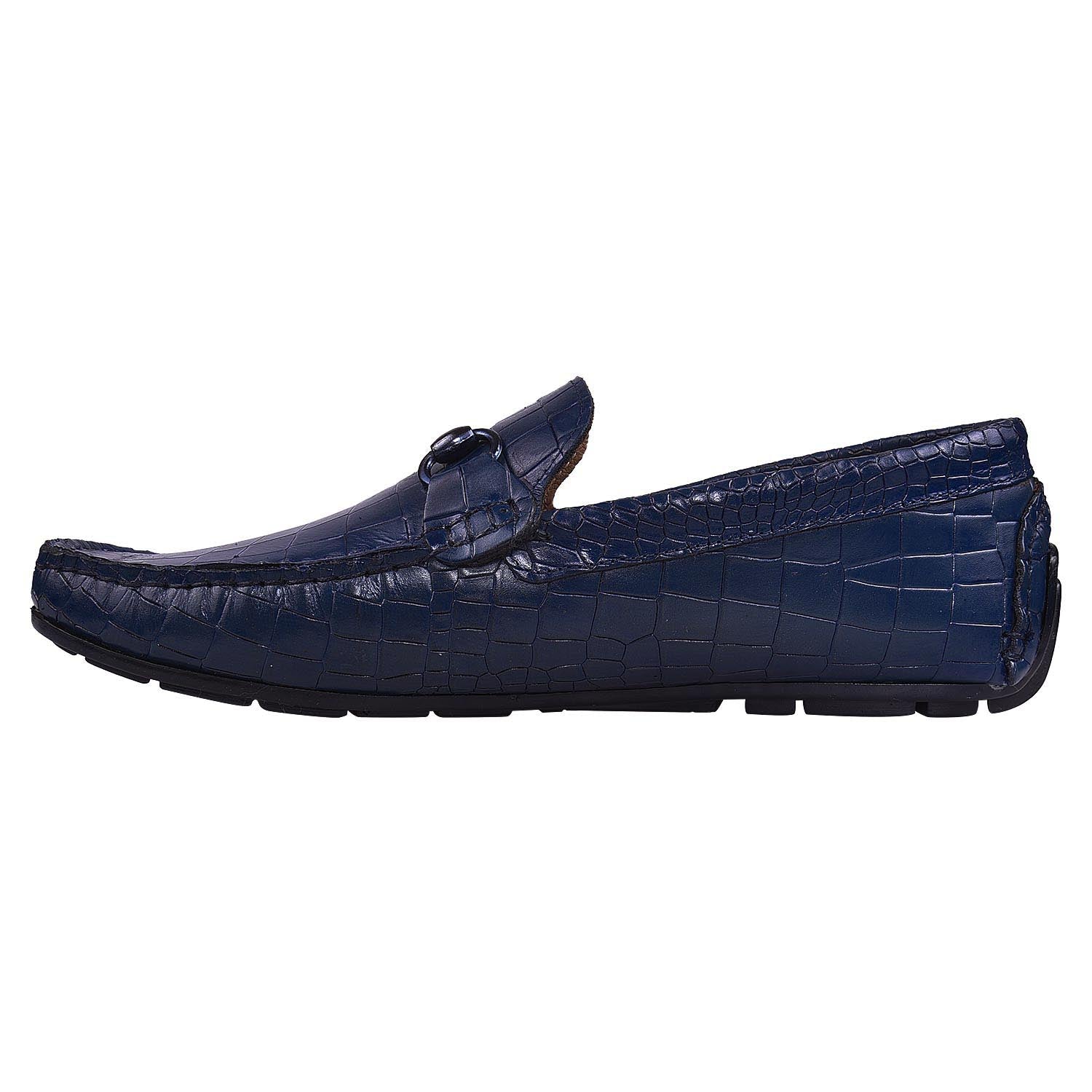 Croco Blue Loafer Shoes For Men