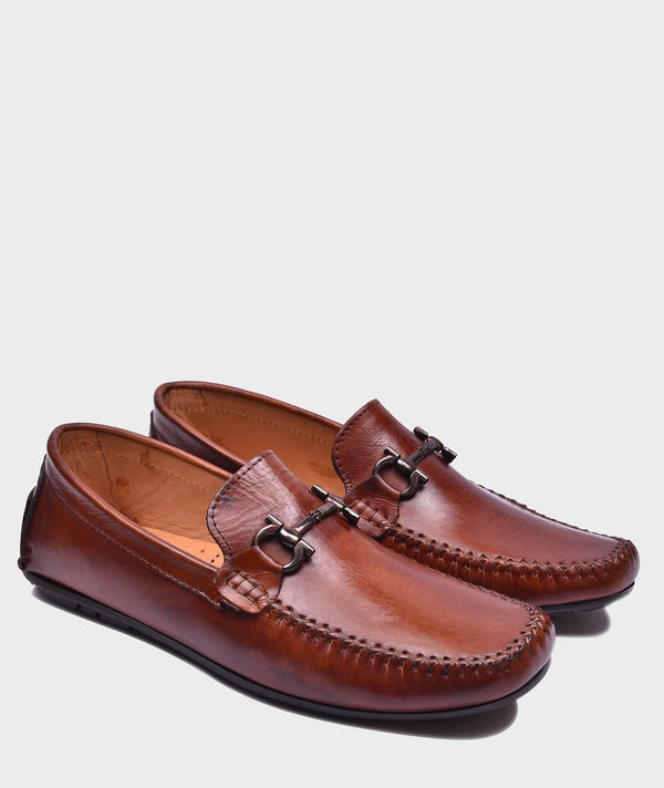 Leather Buckle Tan Men's Leather Loafers – Premium Quality & Timeless Design