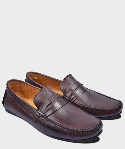 Coffee Brown Penny Luxury Men's Leather Loafers