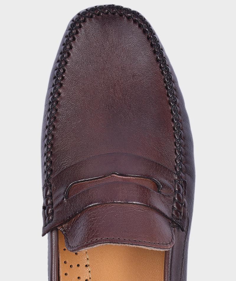 Coffee Brown Penny Luxury Men's Leather Loafers