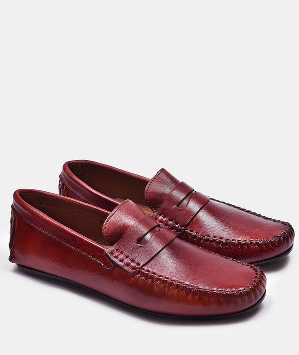 Cherry Penny Luxury Men's Leather Loafers – Top-Quality Craftsmanship
