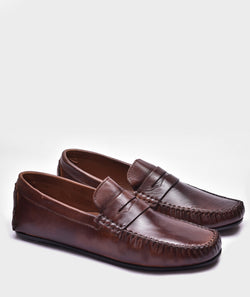 Coffee Brown Penny Luxury Men's Leather Loafers