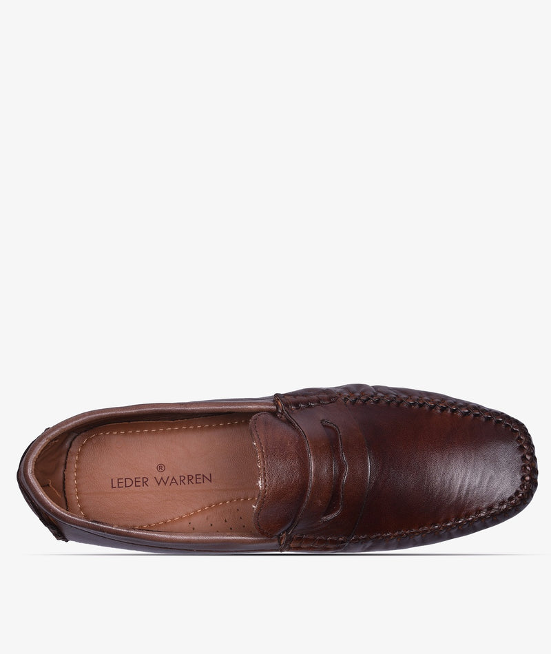 Coffee Brown Penny Luxury Men's Leather Loafers