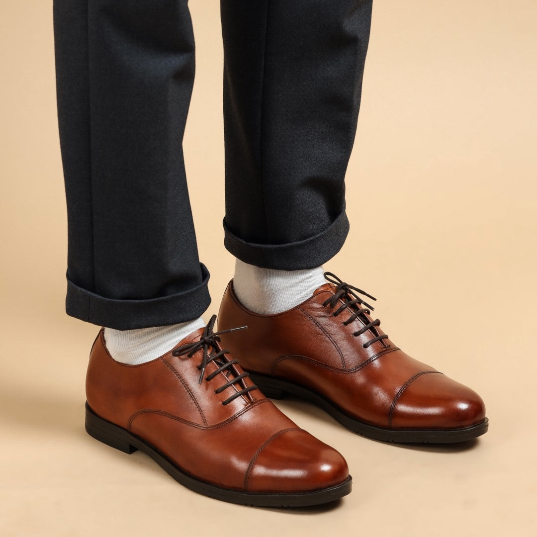 Leandro Men's Oxford Tan Leather Formal Shoes