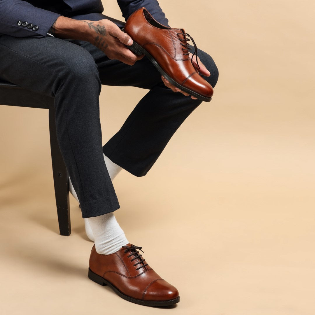 Leandro Men's Oxford Tan Leather Formal Shoes