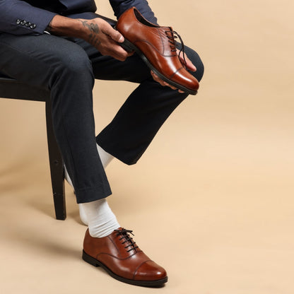 Leandro Men's Oxford Tan Leather Formal Shoes