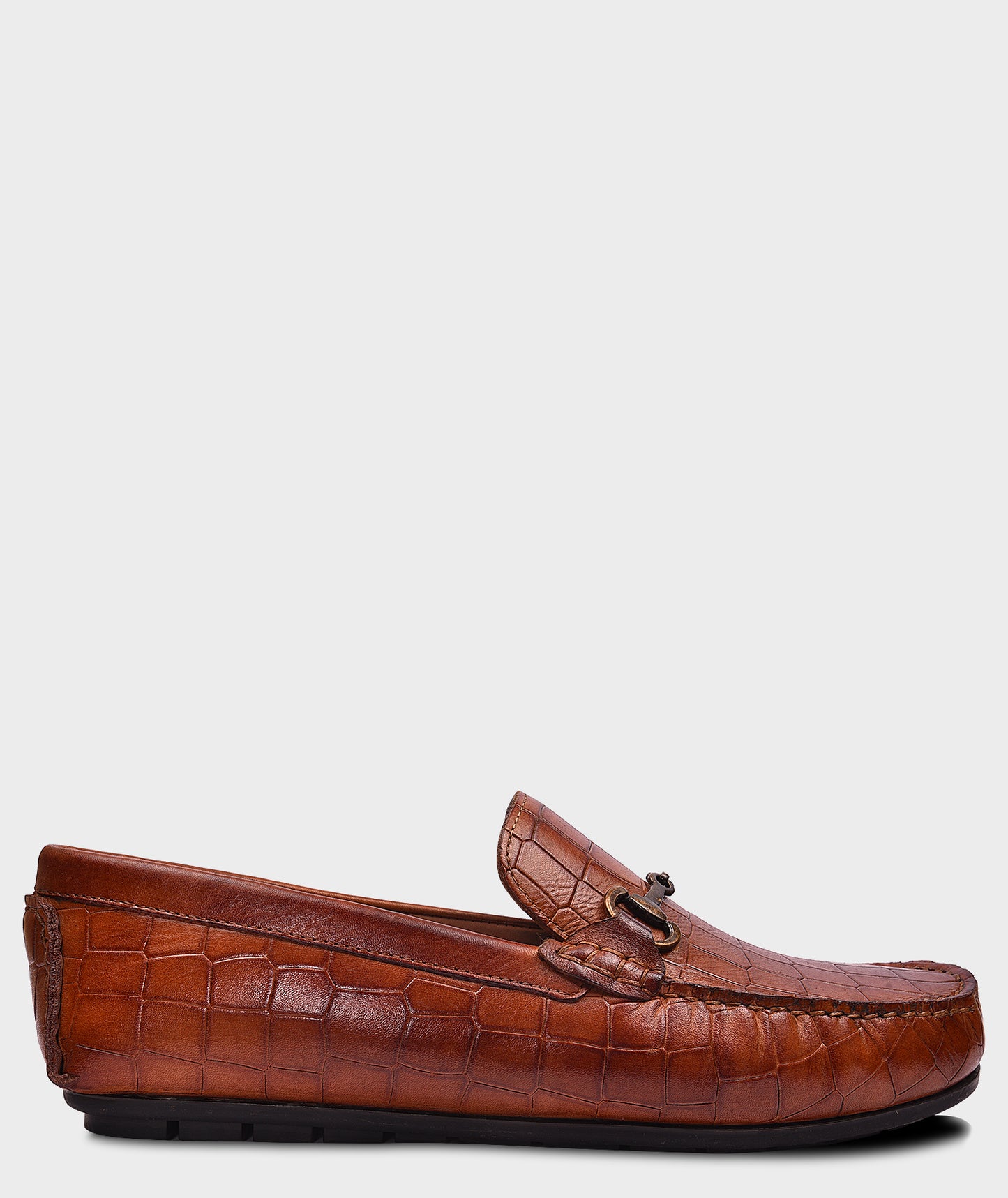 Premium Leather Croco Buckle Tan Men's Leather Loafers