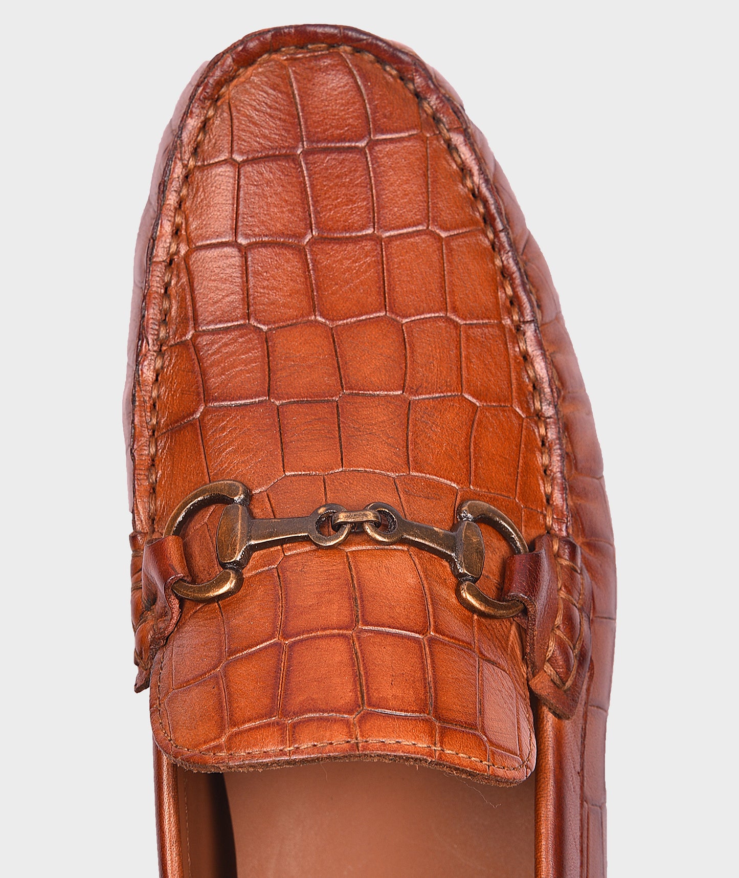 Premium Leather Croco Buckle Tan Men's Leather Loafers