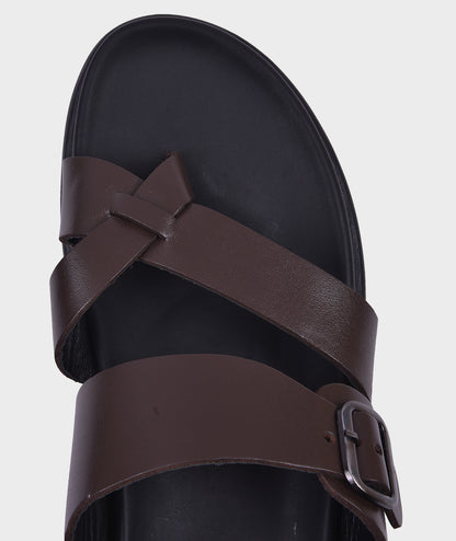 Leather Chappals For Men Brown LW2279