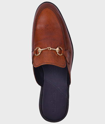 Belgian Buckle Tan Loafer Shoes For Men