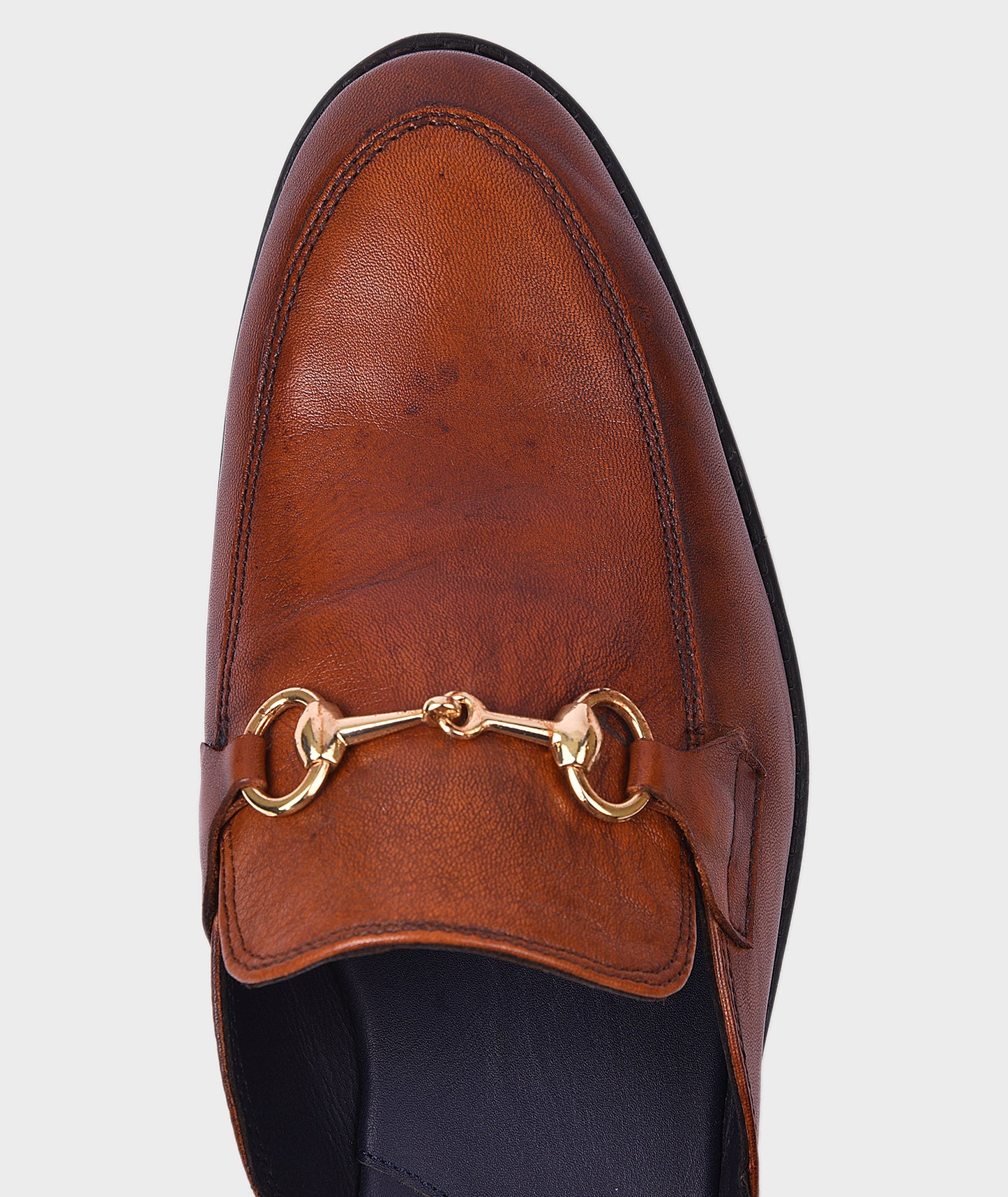 Belgian Buckle Tan Loafer Shoes For Men